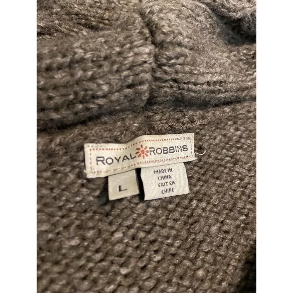 Royal Robbins Sweater Womens Large Pullover Green Cowl‎ Neck Loose Knit Pocket